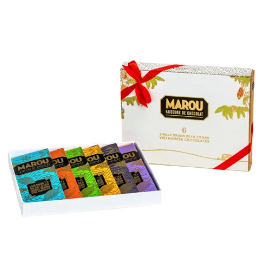 Hộp Quà 6 Thanh Socola 24g, Single Origin Vietnamese Chocolate Gift Box, 6 Thanh (144g) - MAROU